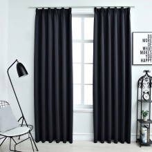 Плътни завеси в цвят антрацит с перделък, 2 бр., 140 x 245 см