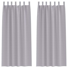 Плътни завеси в цвят сив с текстилни гайки (уши), 2 бр., 140 x 260 см