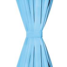 Плътни завеси в цвят тюркоаз с метални халки, 2 бр., 135 x 175 см