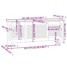 Разтегателна декоративна решетка за радиатор THERIA, сив, 142-205x20,5x81,5 см