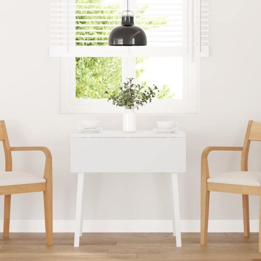 Сгъваема трапезна маса в стил Modern Minimalist, сгъваема, бяла каучукова дървесина масив, 90/45 x 75 см