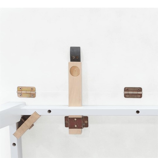 Сгъваема трапезна маса в стил Modern Minimalist, сгъваема, бяла каучукова дървесина масив, 90/45 x 75 см