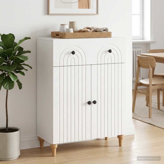 Шкаф ARCO с 2 врати и чекмедже, бял гланц, 66 x 34,5 x 90 см