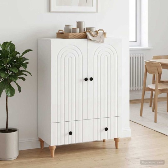 Шкаф ARCO с 2 врати и долно чекмедже, бял гланц, 66 x 34,5 x 95 см