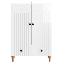 Шкаф ARCO с 2 врати и долно чекмедже, бял гланц, 66 x 34,5 x 95 см