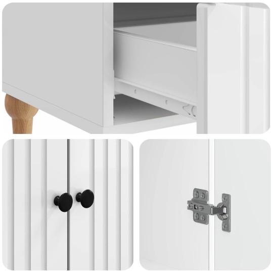 Шкаф ARCO с 2 врати и долно чекмедже, бял гланц, 66 x 34,5 x 95 см