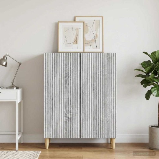Шкаф LINEA с 2 врати и фрезовани фронтове, сив дъб сонома, 66 x 34,5 x 90 см