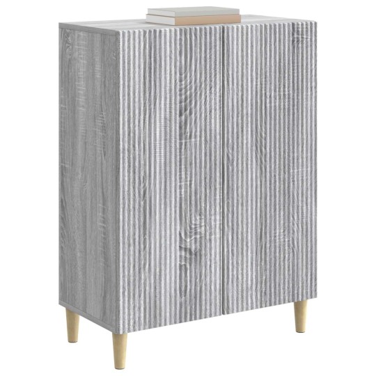 Шкаф LINEA с 2 врати и фрезовани фронтове, сив дъб сонома, 66 x 34,5 x 90 см