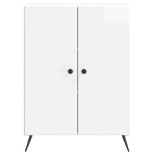 Шкаф с 2 врати и геометрични фронтове, бял гланц, 66 x 34,5 x 90 см