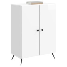 Шкаф с 2 врати и геометрични фронтове, бял гланц, 66 x 34,5 x 90 см