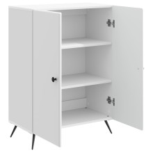 Шкаф с 2 врати и геометрични фронтове, бял гланц, 66 x 34,5 x 90 см