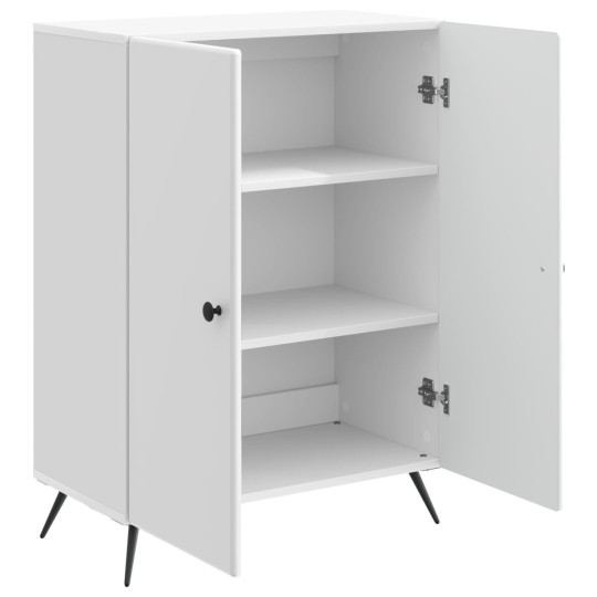 Шкаф с 2 врати и геометрични фронтове, бял гланц, 66 x 34,5 x 90 см
