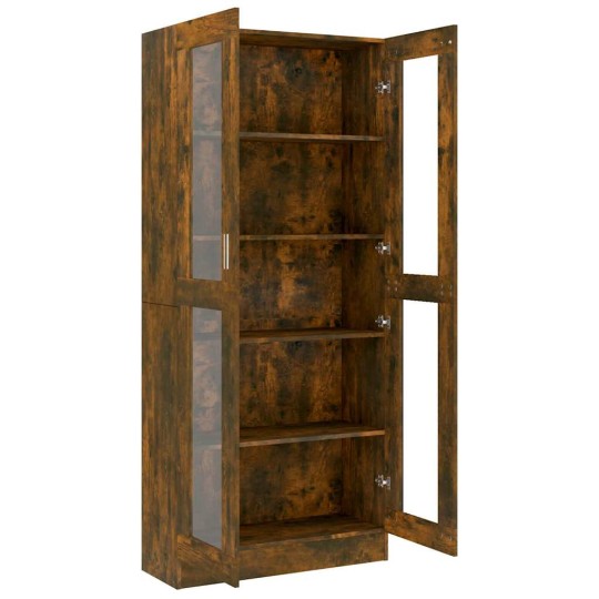 Шкаф витрина AVORA, опушен дъб, 82,5 x 30,5 x 185 см