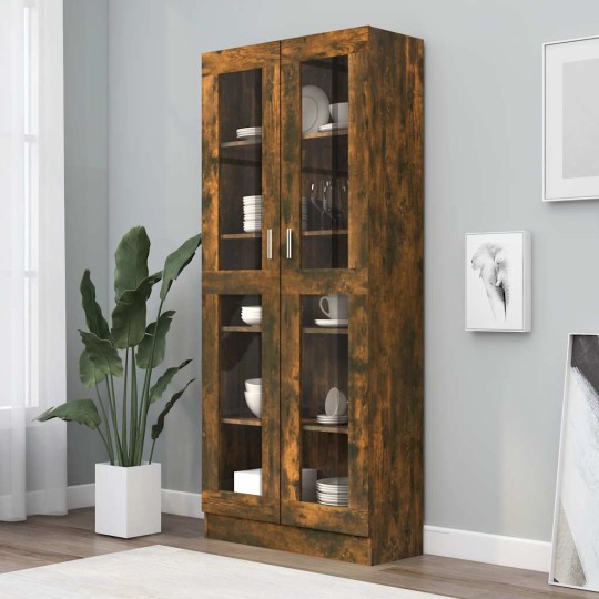 Шкаф витрина AVORA, опушен дъб, 82,5 x 30,5 x 185 см