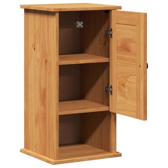 Шкаф за баня VIGO от масивна борова дървесина с ламелни фронтове, кафяв и меденокафяв, 37 x 34 x 71,5 см