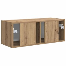 Стенен ТВ шкаф LINEA с вертикално фрезован фронт, дъб артизан, 78,5 x 30 x 29,5 см