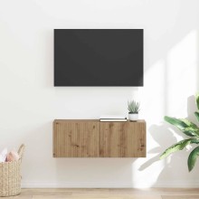 Стенен ТВ шкаф LINEA с вертикално фрезован фронт, дъб артизан, 78,5 x 30 x 29,5 см