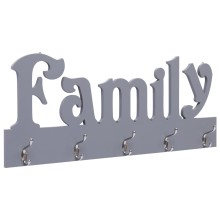 Стенна закачалка FAMILY, сива, 74 x 29,5 см
