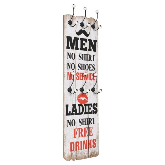 Стенна закачалка FUN с 6 куки MEN LADIES, 120 x 40 см