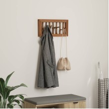 Стенна закачалка, масивна дървесина, натурален цвят, 50 x 10 x 25 см