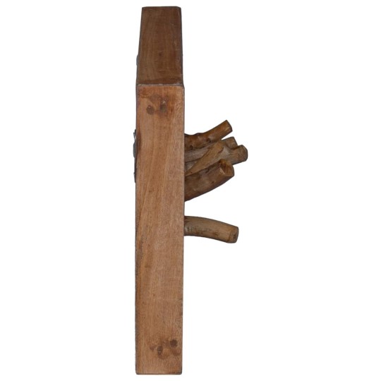 Стенна закачалка, масивна дървесина, натурален цвят, 50 x 10 x 25 см