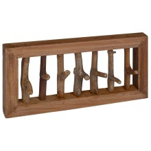 Стенна закачалка, масивна дървесина, натурален цвят, 50 x 10 x 25 см