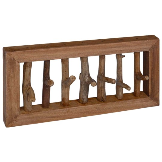 Стенна закачалка, масивна дървесина, натурален цвят, 50 x 10 x 25 см