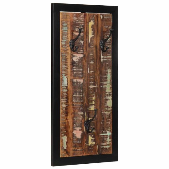 Стенна закачалка, масивна регенерирана дървесина, многоцветна, 40 x 2 x 80 см