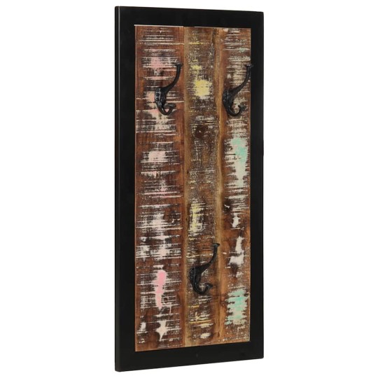 Стенна закачалка, масивна регенерирана дървесина, многоцветна, 40 x 2 x 80 см