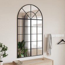 Стенно огледало арка с черна железна решетка 80 x 140 см