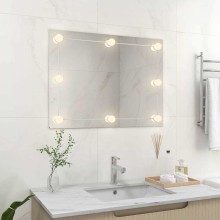 Стенно огледало без рамка с 8 регулируеми LED крушки 80 x 60 см
