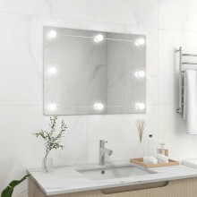 Стенно огледало без рамка с 8 регулируеми LED крушки 80 x 60 см