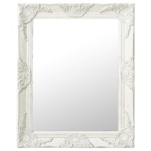 Стенно огледало с бяла барокова рамка от масивно дърво 50 x 60 см
