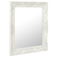 Стенно огледало с бяла барокова рамка от масивно дърво 50 x 60 см