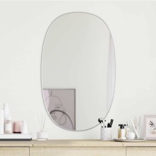 Стенно овално огледало с фина сребриста рамка 80 x 50 см