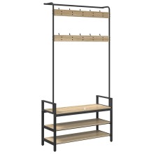 Стояща закачалка с рафтове за обувки, дъб сонома, 95 x 34 x 184 см