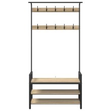 Стояща закачалка с рафтове за обувки, дъб сонома, 95 x 34 x 184 см