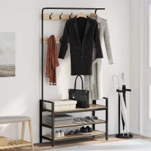 Стояща закачалка с рафтове за обувки, дъб сонома, 95 x 34 x 184 см