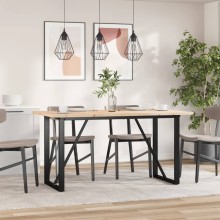 Трапезна маса в стил Industrial Modern, чамова дървесина масив и черна стомана, 160 x 80 см