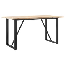 Трапезна маса в стил Industrial Modern, чамова дървесина масив и черна стомана, 160 x 80 см