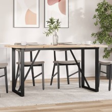 Трапезна маса в стил Industrial Modern, чамова дървесина масив и черна стомана, 160 x 80 см