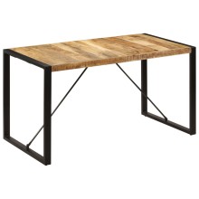 Трапезна маса в стил Industrial Modern, кафяво масивно мангово дърво и черна стомана, 140 x 70 см
