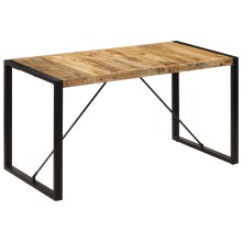 Трапезна маса в стил Industrial Modern, кафяво масивно мангово дърво и черна стомана, 140 x 70 см
