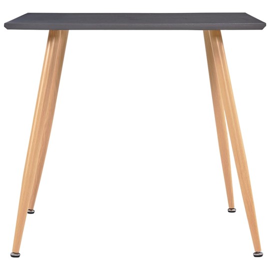 Трапезна маса в стил Mid-Century Modern, сив МДФ и стоманени крака с десен дъб, 80,5 x 80,5 см