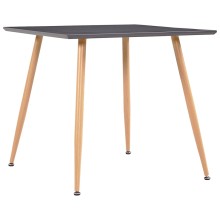 Трапезна маса в стил Mid-Century Modern, сив МДФ и стоманени крака с десен дъб, 80,5 x 80,5 см
