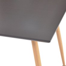 Трапезна маса в стил Mid-Century Modern, сив МДФ и стоманени крака с десен дъб, 80,5 x 80,5 см