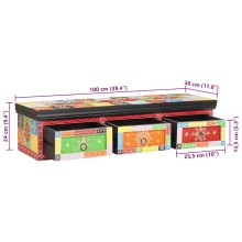 ТВ шкаф JAIPUR от масивна мангова дървесина, многоцветен, 100 x 30 x 24 см