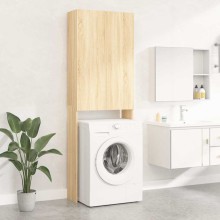 Висок шкаф за пералня с 2 врати и 3 отделения, дъб сонома, 64 x 25,5 x 190 см