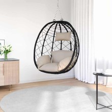 Висящ стол с яйцевидна форма в цвят беж, размер 91,5 x 54,5 x 107 см
