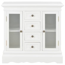 Бюфет от масивна борова дървесина и МДФ, бял, 70 x 28 x 70 см